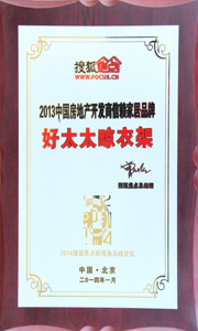 AG尊时凯龙晾衣架荣获“2013中国房地产开发商信赖家居品牌”